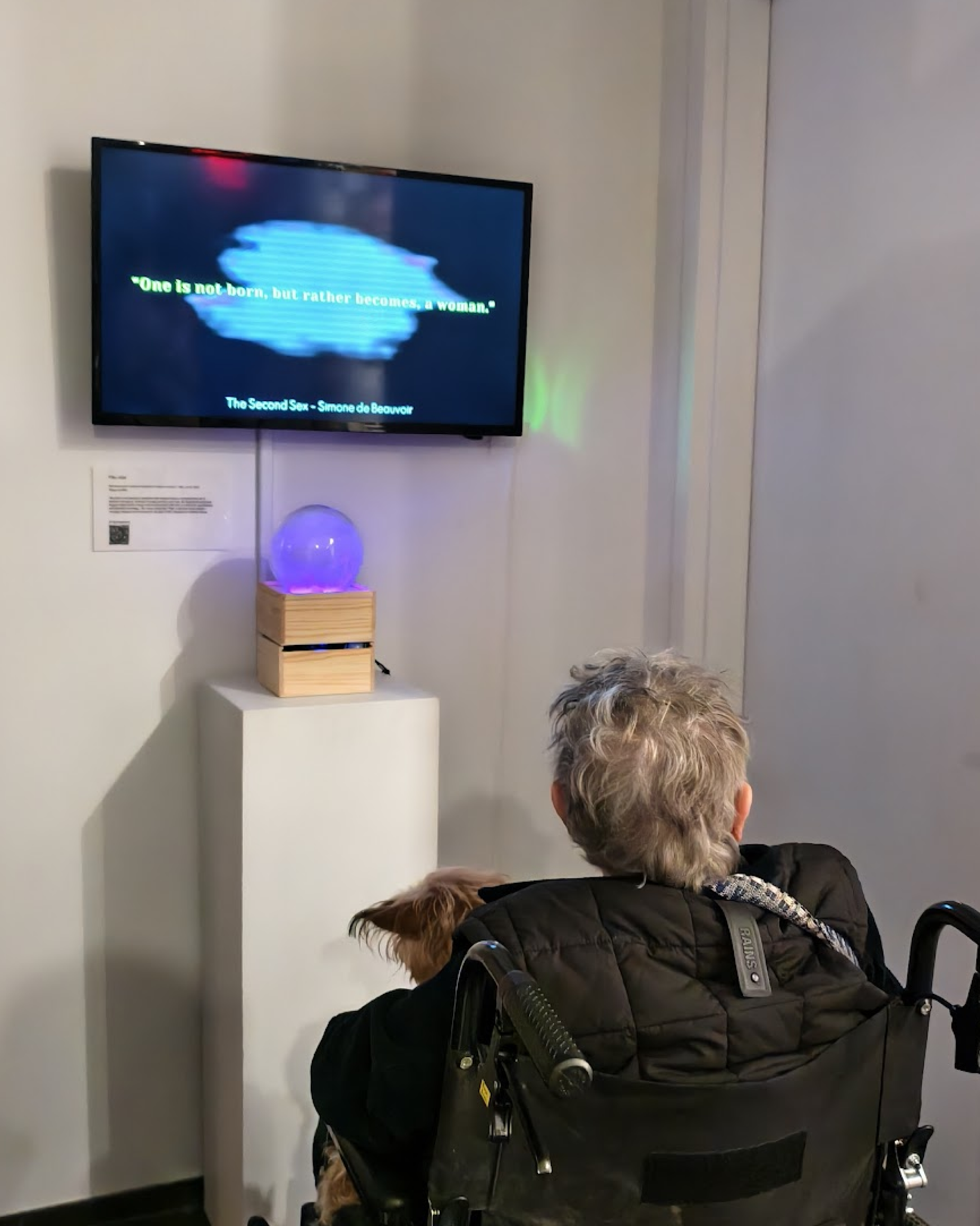 Visitor experiencing Vibe Altar light response at Every Woman Biennial 2026